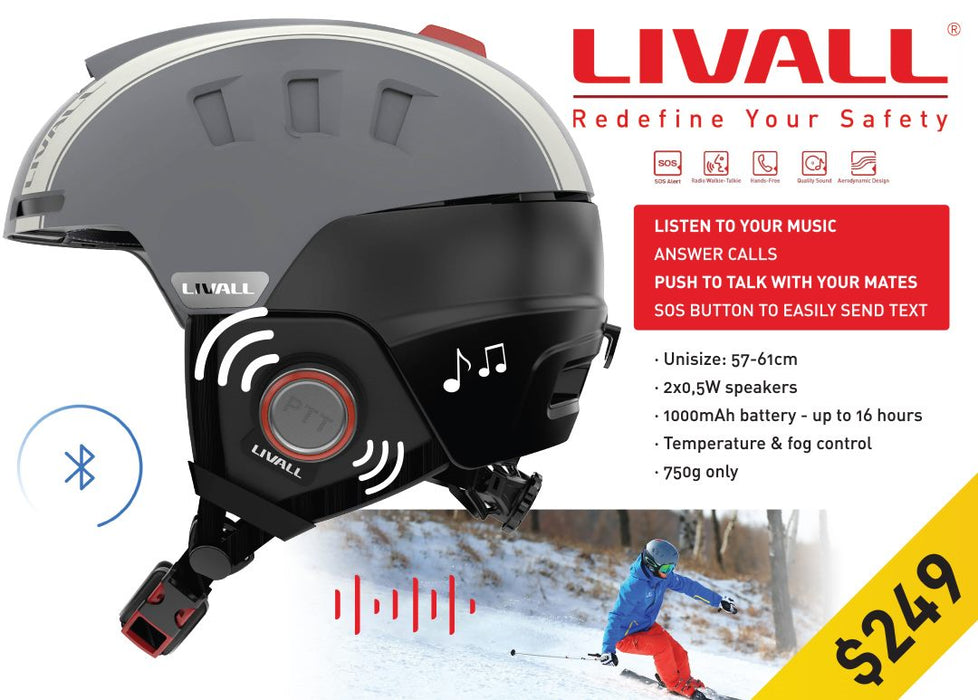 Livall Smart Helmet - RS1 Snowboard & Ski - with Audio