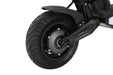 Close-up of a black electric scooter wheel on a white background