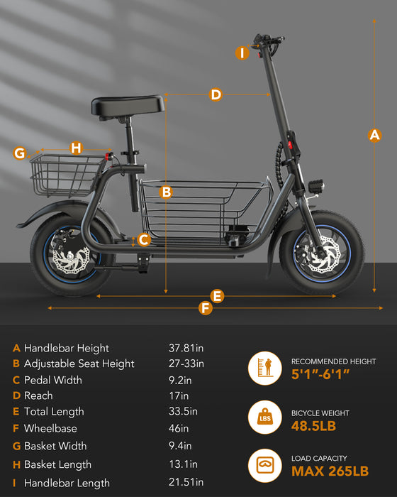 Gyroor C1S - Seated Escooter with Basket