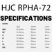 HJC RPHA 72 size chart