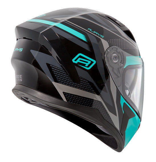 RJAYS APEX III Helmet - IGNITE Blk/Aqua | Internal Sun-Shield
